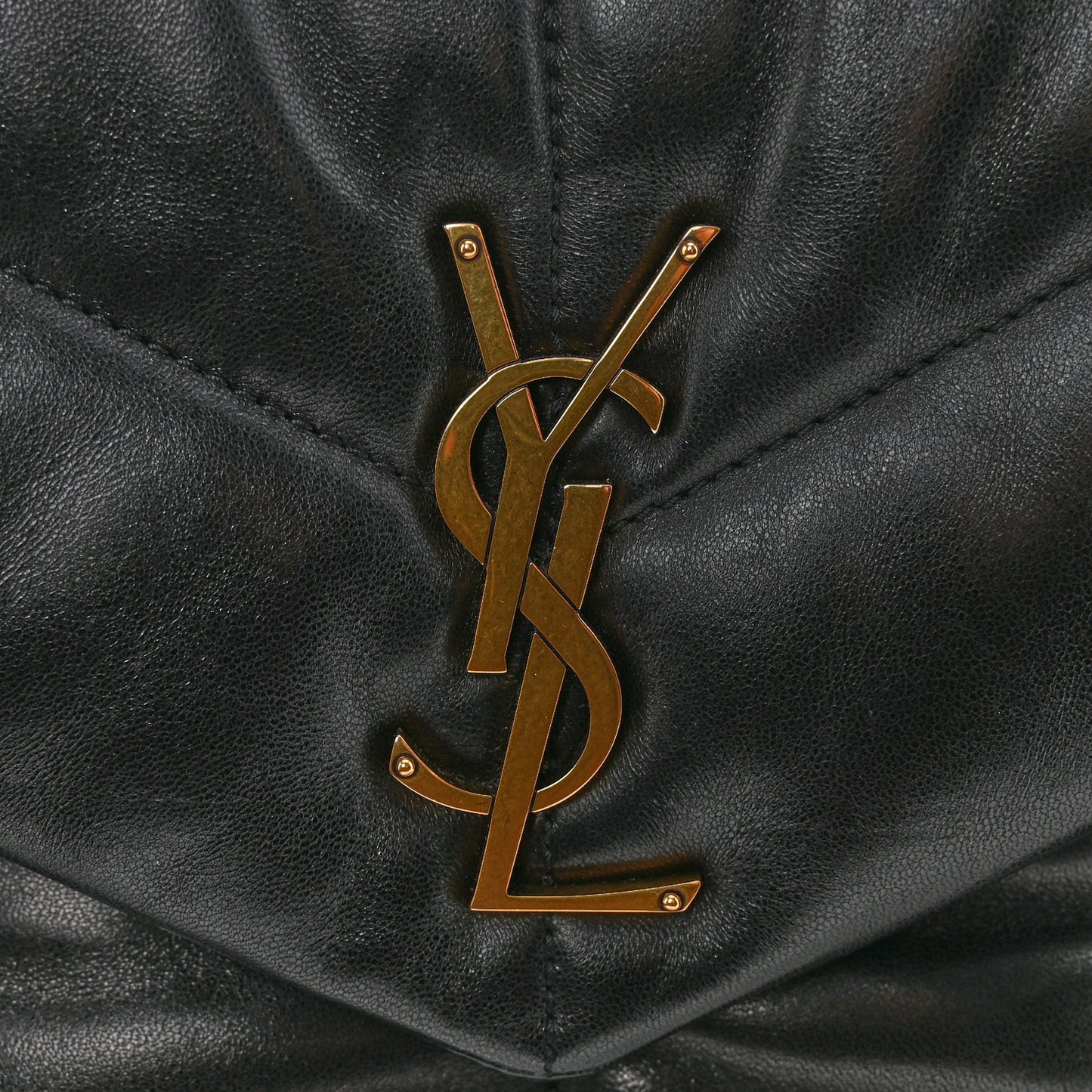 Lambskin Quilted Small Loulou Puffer Monogram Chain Satchel Black