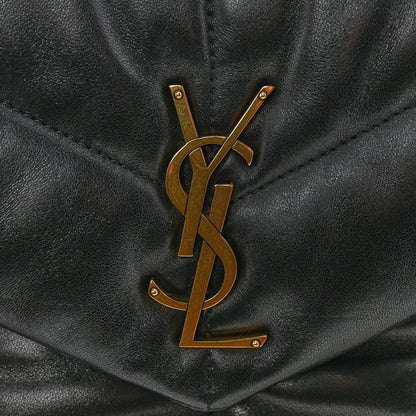 Saint Laurent Lambskin Quilted Small Loulou Puffer Monogram Chain Satchel Black 11 of 12