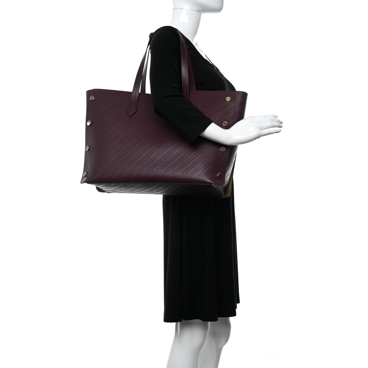 Givenchy Calfskin Chain Embossed Medium Bond Shopper Tote Burgundy 1 of 10