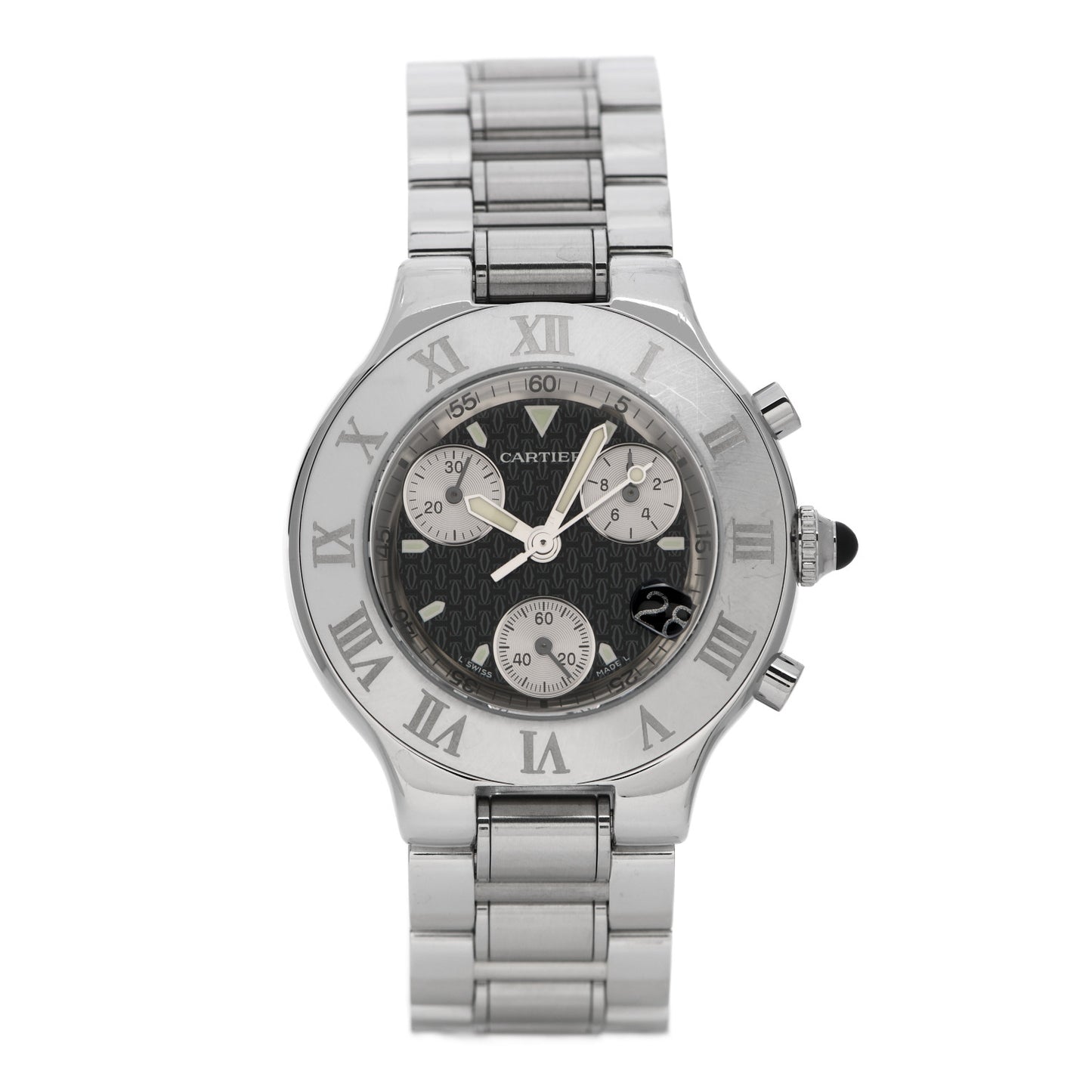 Stainless Steel 38mm Must de 21 Chronograph Quartz Watch Black