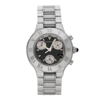 Cartier Stainless Steel 38mm Must de 21 Chronograph Quartz Watch Black 1 of 6