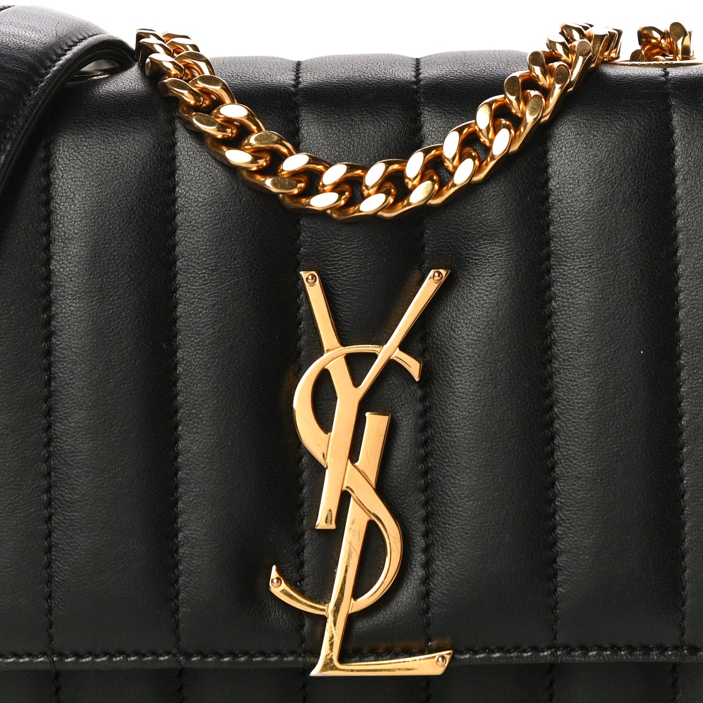 Lambskin Matelasse Monogram Small Vicky Chain Bag Black