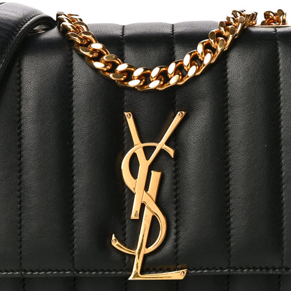 Saint Laurent Lambskin Matelasse Monogram Small Vicky Chain Bag Black 7 of 17