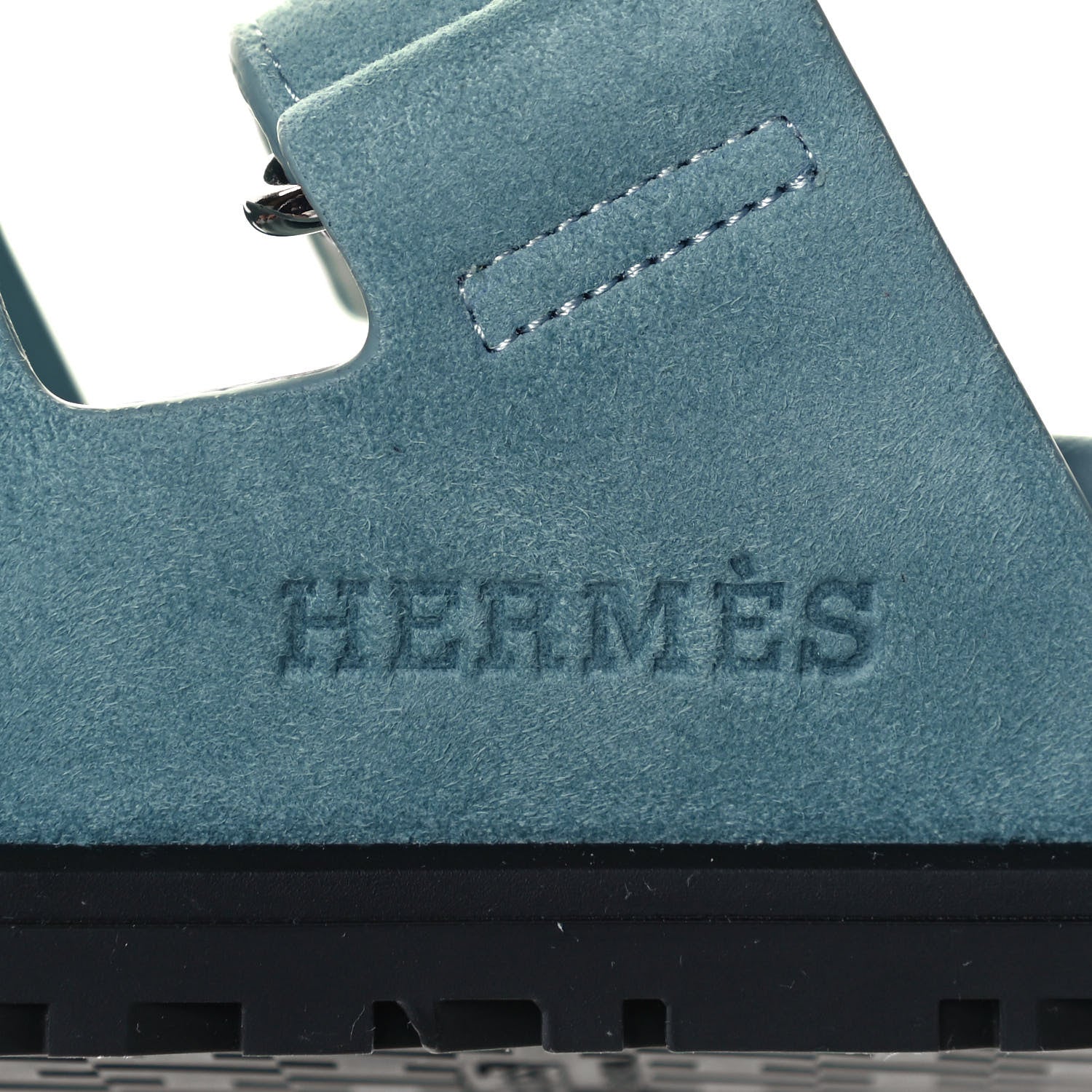 Hermes Suede Goatskin Womens Chypre Sandals 37.5 Vert d'eau 7 of 9