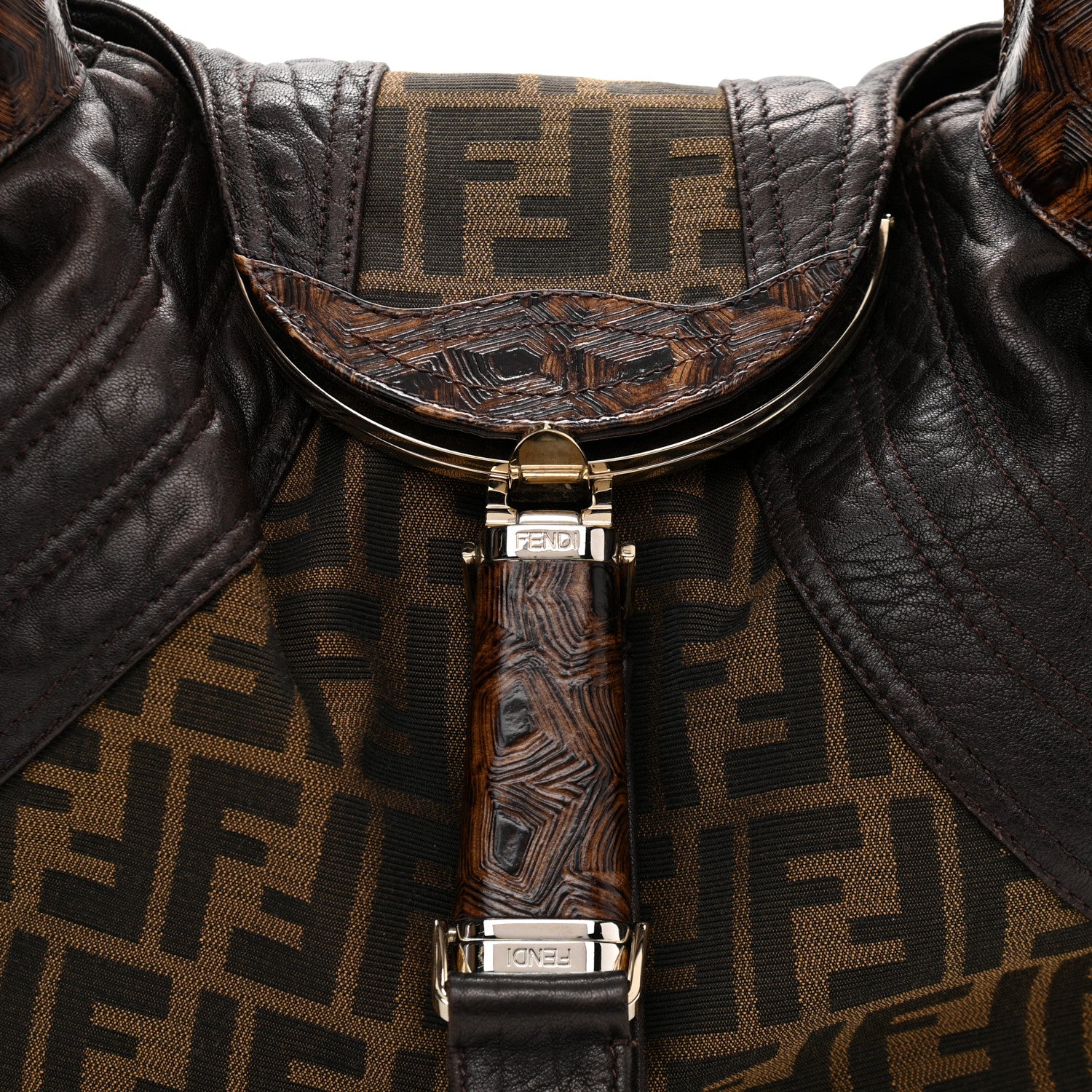 Fendi Zucca Nappa Nuvolata Vitello Tortuga Spy Tobacco Moro 9 of 11