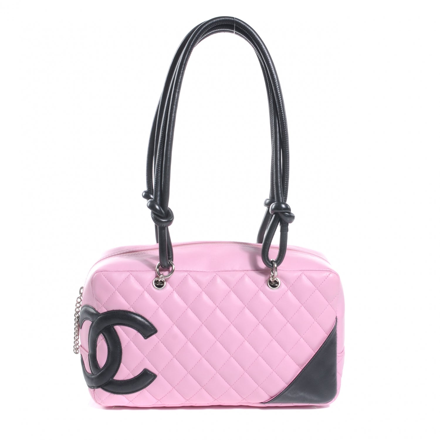 Chanel Calfskin Quilted Large Cambon Bowler Pink Black 1 of 8