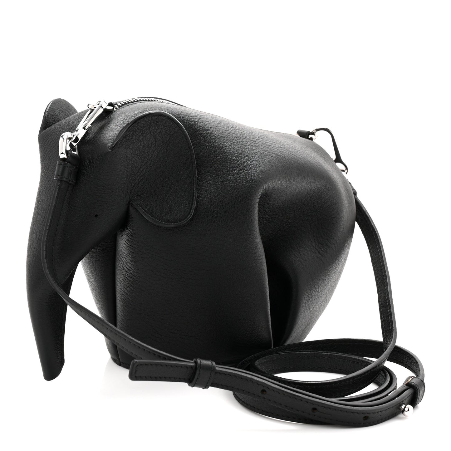 Calfskin Mini Elephant Crossbody Bag Black