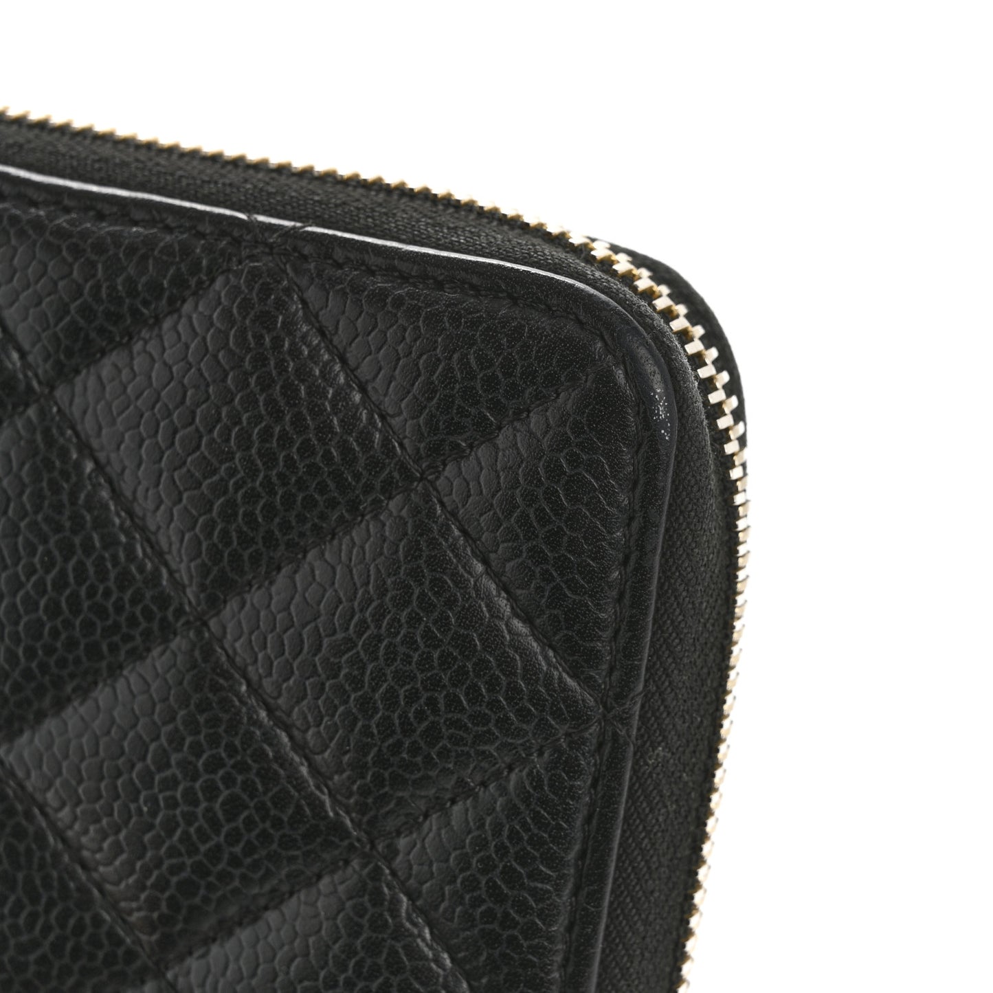 Caviar Quilted Large Gusset Zip Around Wallet Black