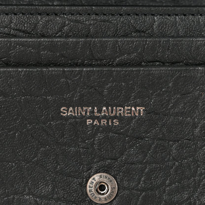 Saint Laurent Calfskin Crocodile Embossed Monogram Monochrome Business Card Holder Black 7 of 11