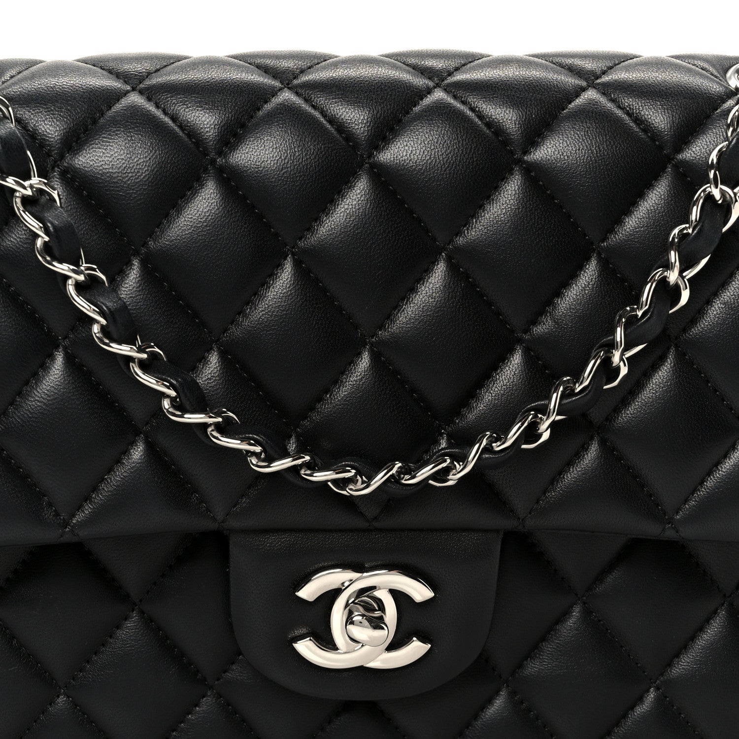 Chanel Lambskin Quilted Medium Double Flap Black 9 of 12