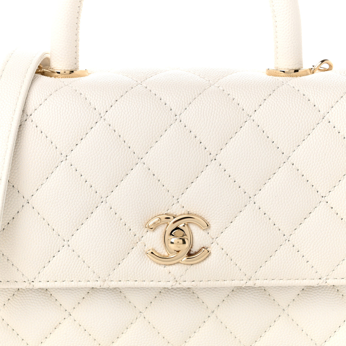 Chanel Caviar Quilted Mini Coco Handle Flap White 8 of 10