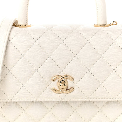 Chanel Caviar Quilted Mini Coco Handle Flap White 8 of 10