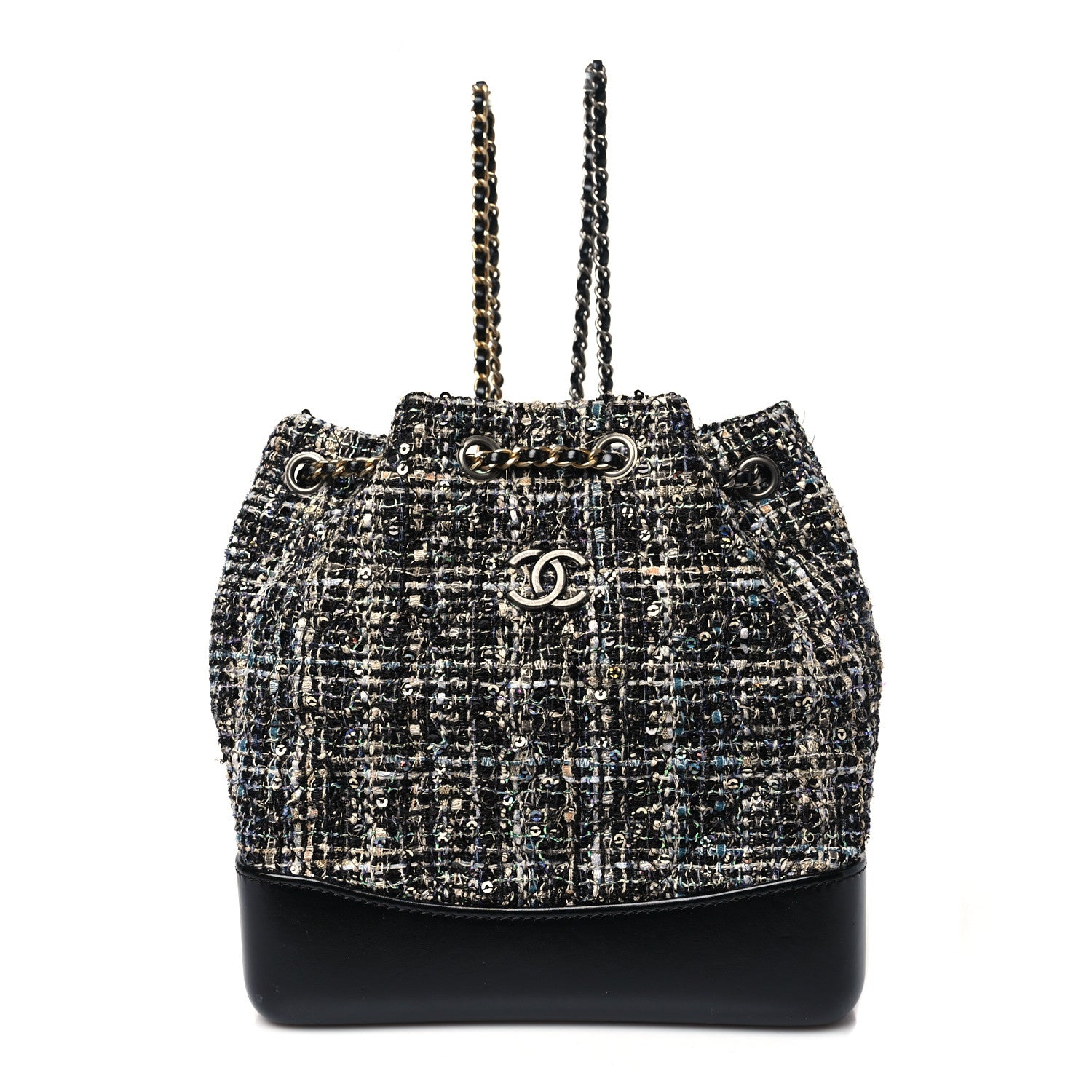 Chanel Tweed Calfskin Quilted Gabrielle Backpack Black Multicolor 1 of 10