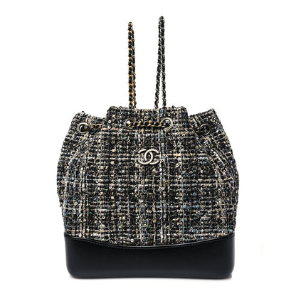 Chanel Tweed Calfskin Quilted Gabrielle Backpack Black Multicolor 1 of 10