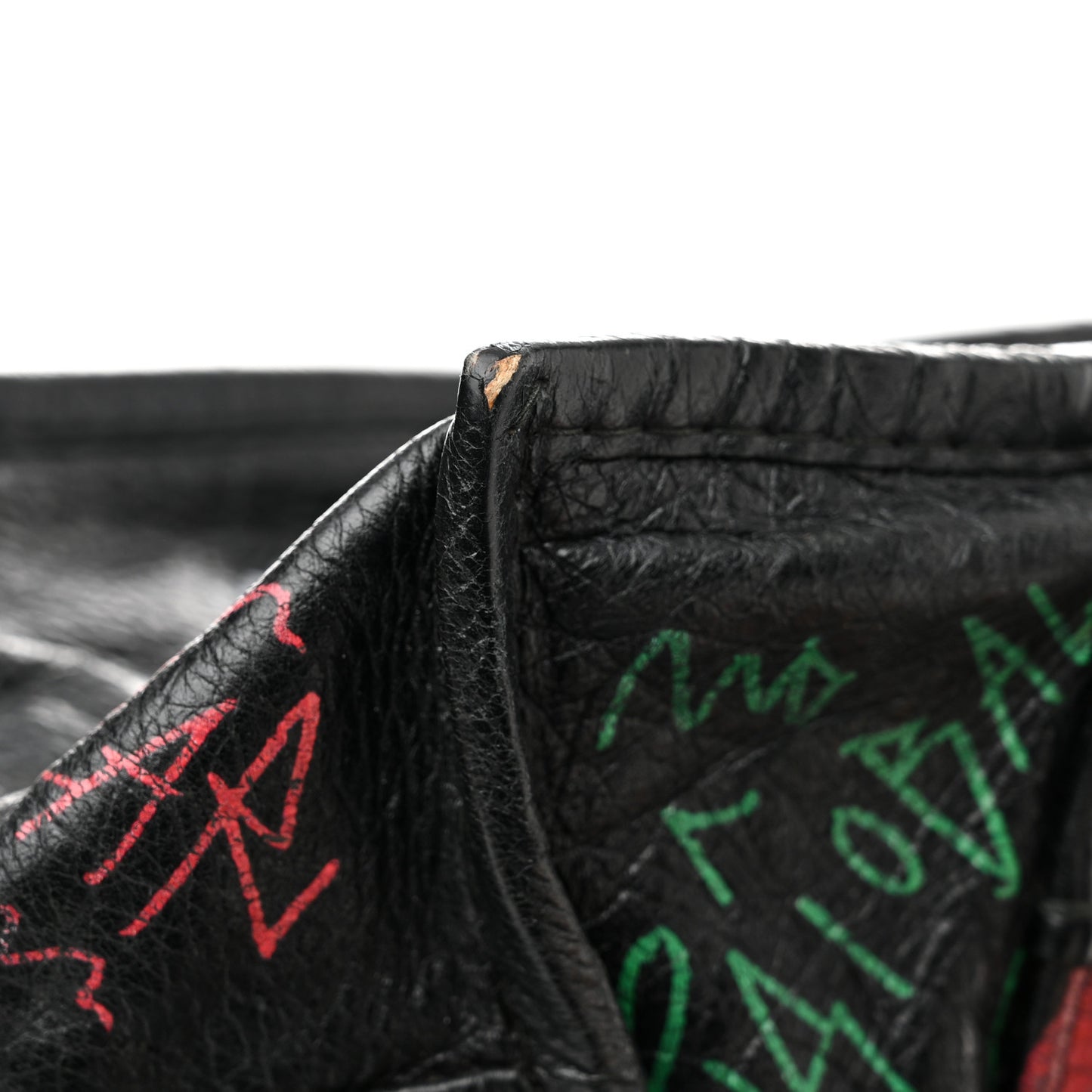 Agneau Arena Graffiti All Over S Bazar Shopper Tote Black Vert Rouge