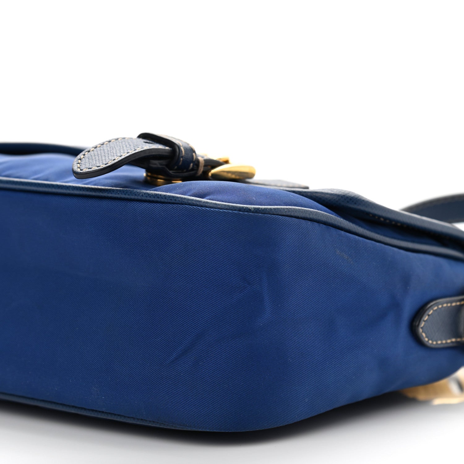 Prada Tessuto Nylon Saffiano Small Messenger Bag Blue 9 of 12