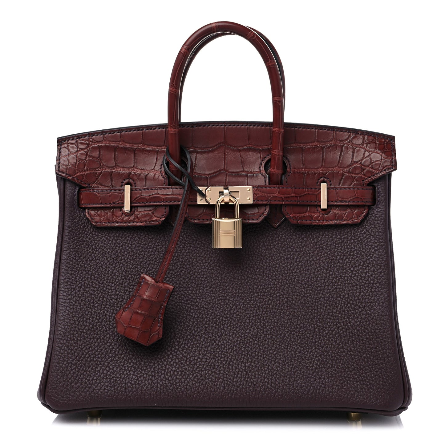 Togo Matte Alligator Birkin Touch 25 Rouge Sellier Bourgogne