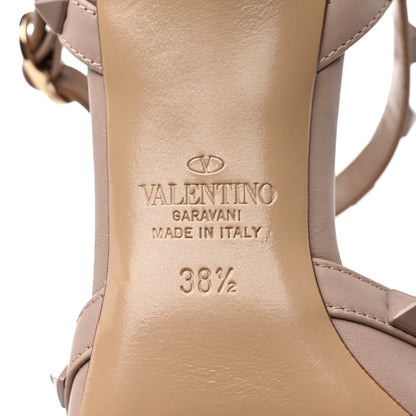 Valentino Garavani Calfskin Lacquered Monochrome Rockstud Ankle Strap 65mm Pumps 38.5 Poudre 8 of 9