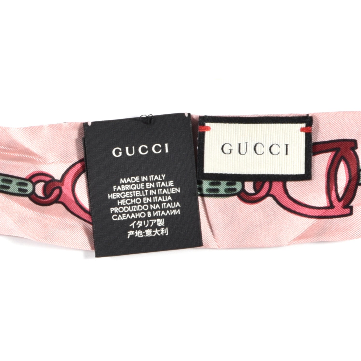 Gucci Twill Monogram GG Neck Bow Scarf Pink Multicolor 3 of 3