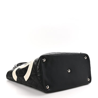 Chanel Calfskin Quilted Large Cambon Tote Black White 4 of 10
