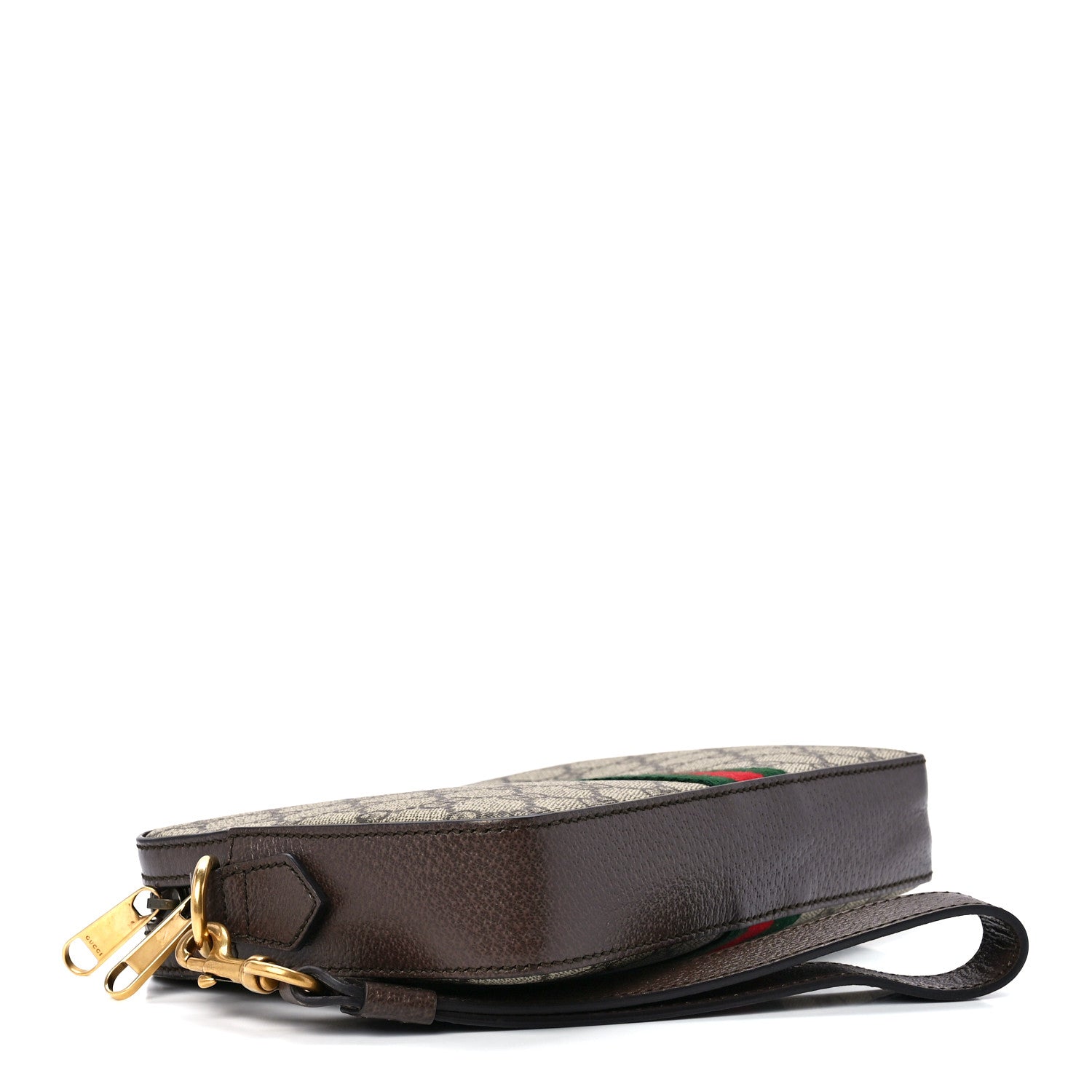Gucci GG Supreme Monogram Textured Dollar Calfskin Web Ophidia Wristlet Shoulder Bag Beige Ebony New Acero 4 of 11
