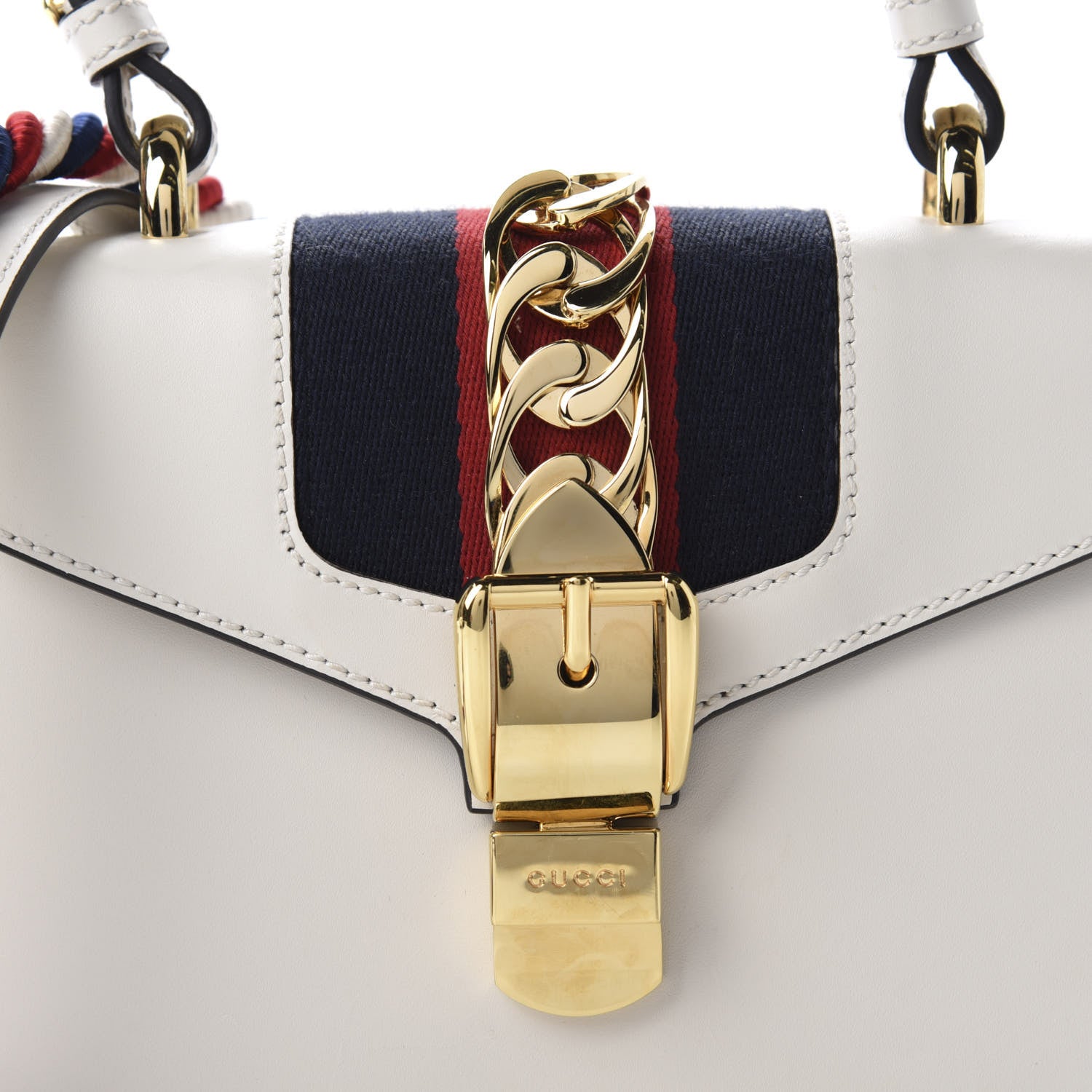 Gucci Calfskin Mini Sylvie Top Handle Bag White 10 of 10