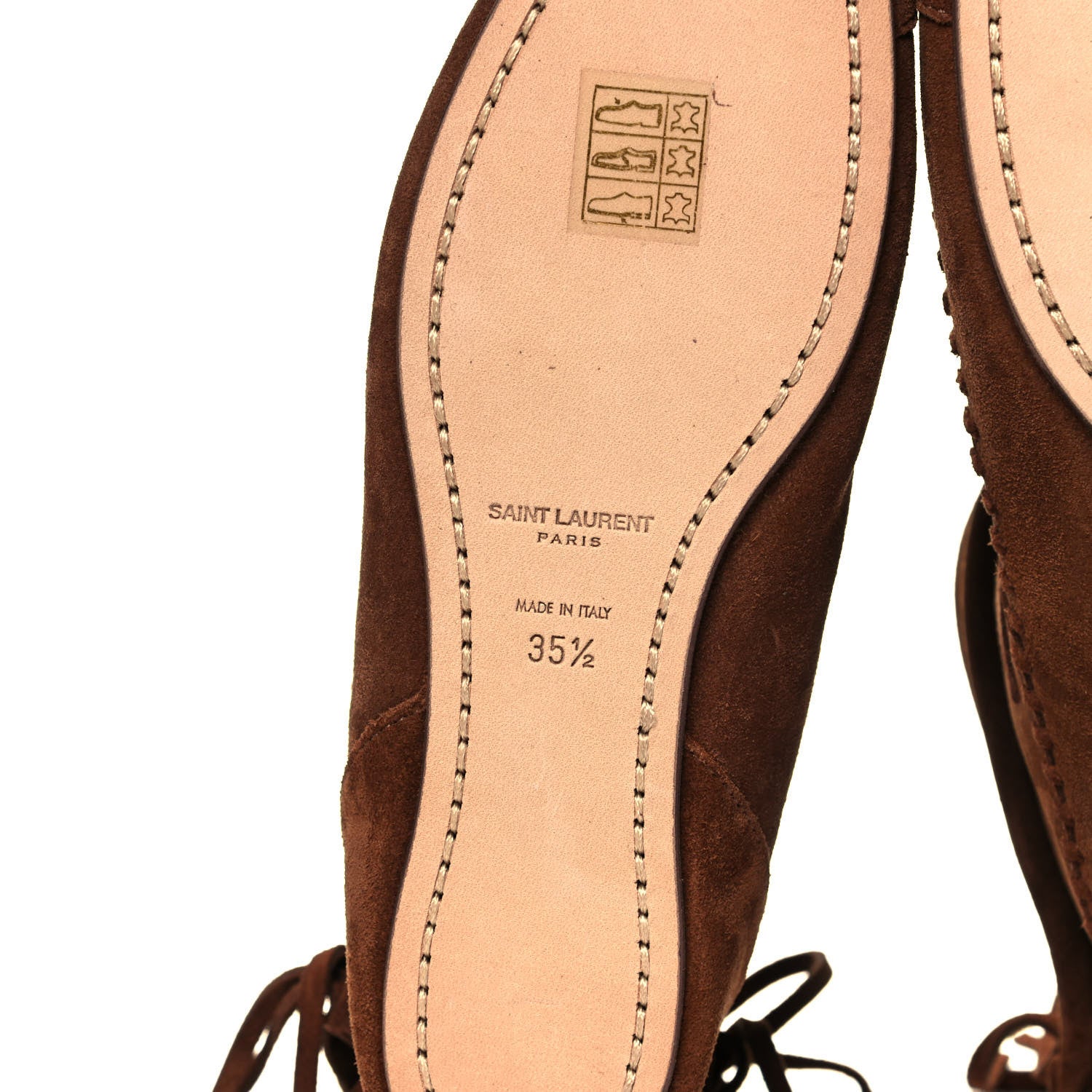 Saint Laurent Suede Nino Fringe Boots 35.5 Wood 6 of 9