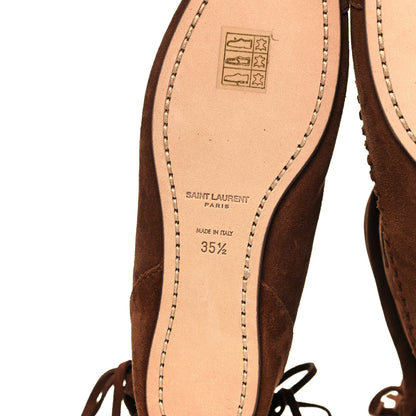 Saint Laurent Suede Nino Fringe Boots 35.5 Wood 6 of 9