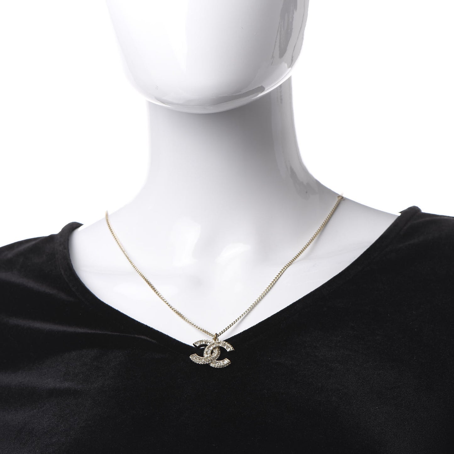 Crystal CC Pendant Necklace Gold