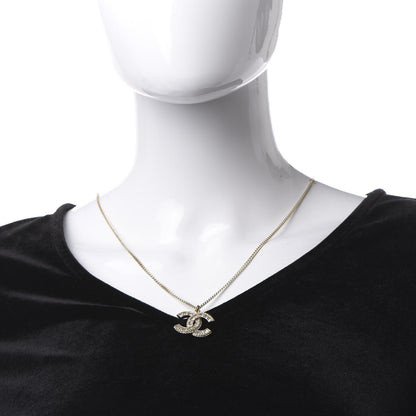 Chanel Crystal CC Pendant Necklace Gold 2 of 5