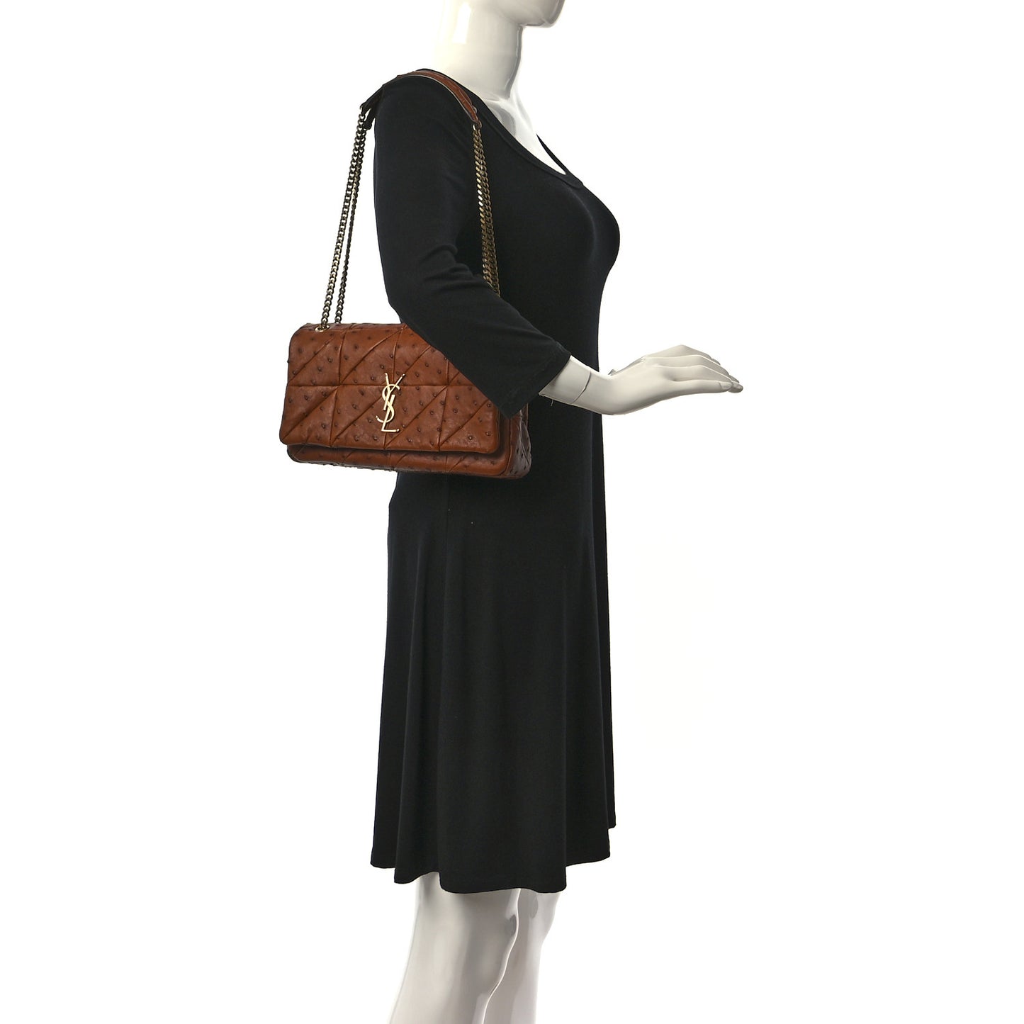 Ostrich Patchwork Monogram Medium Jamie Tan