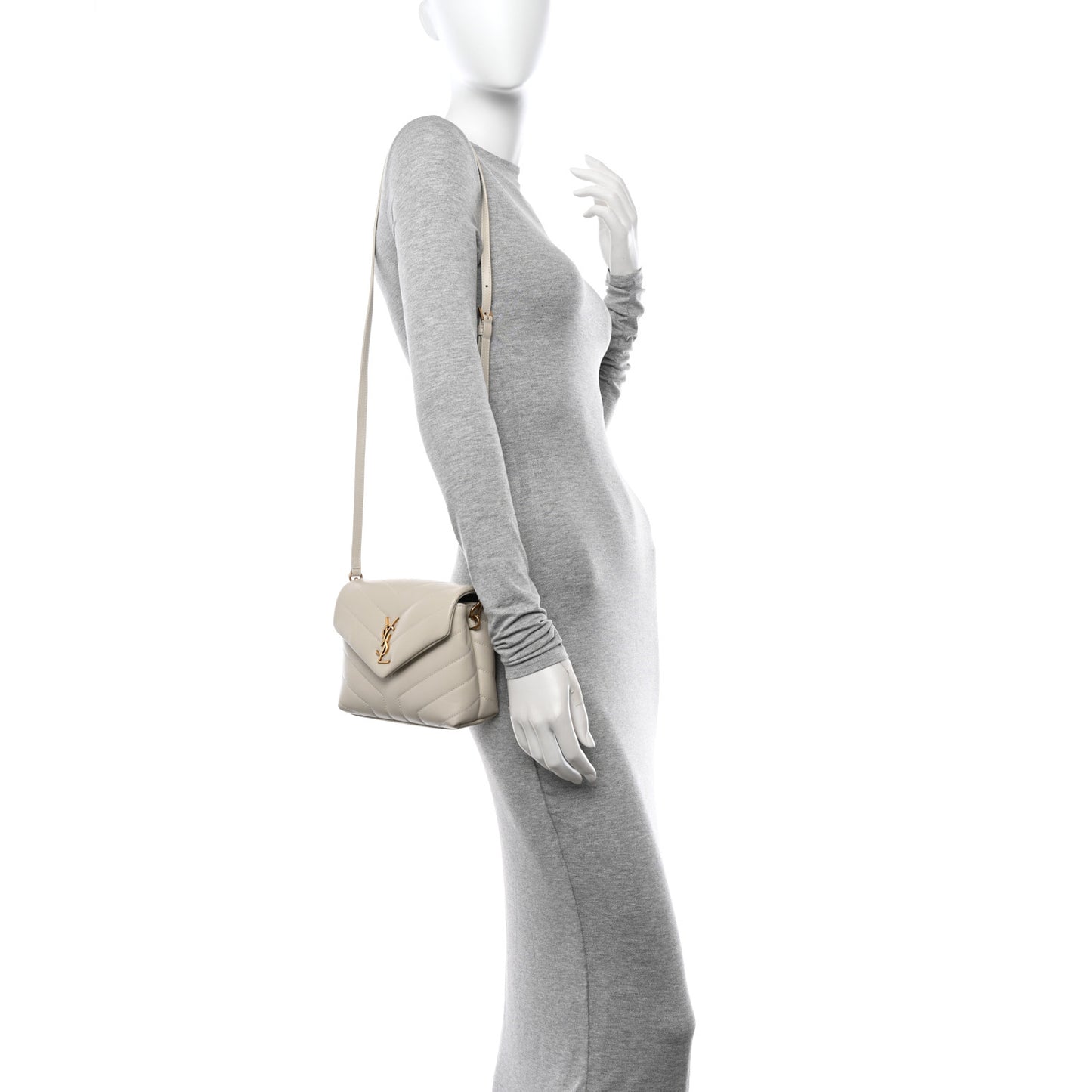 Calfskin Y Quilted Monogram Toy Loulou Crossbody Bag Blanc Vintage