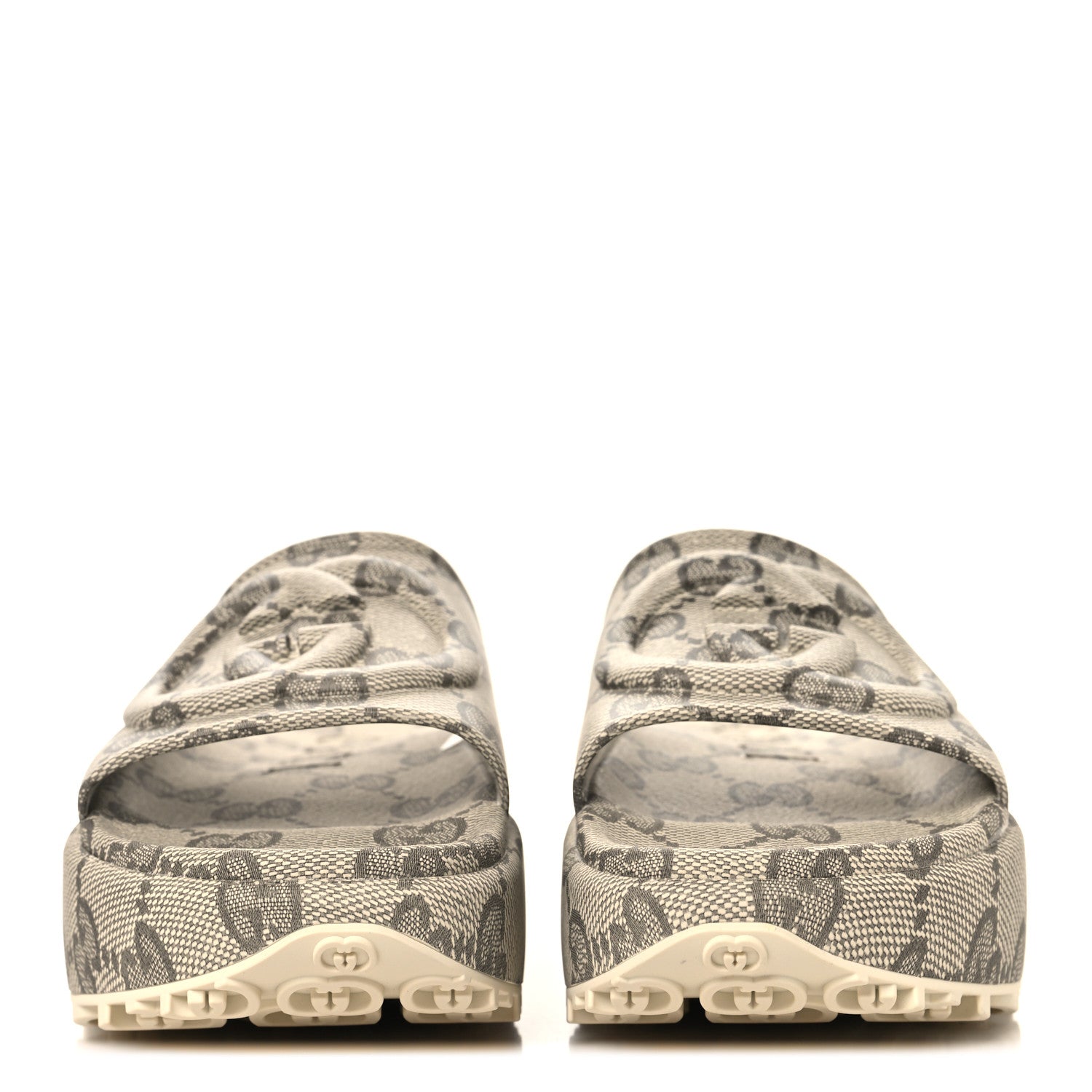 Gucci Cubic Rubber GG Monogram Womens Interlocking G Platform 42mm Slide Sandals 41 Beige Ebony 3 of 10