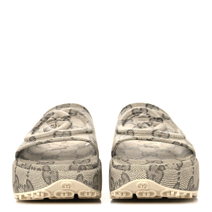 Gucci Cubic Rubber GG Monogram Womens Interlocking G Platform 42mm Slide Sandals 41 Beige Ebony 3 of 10