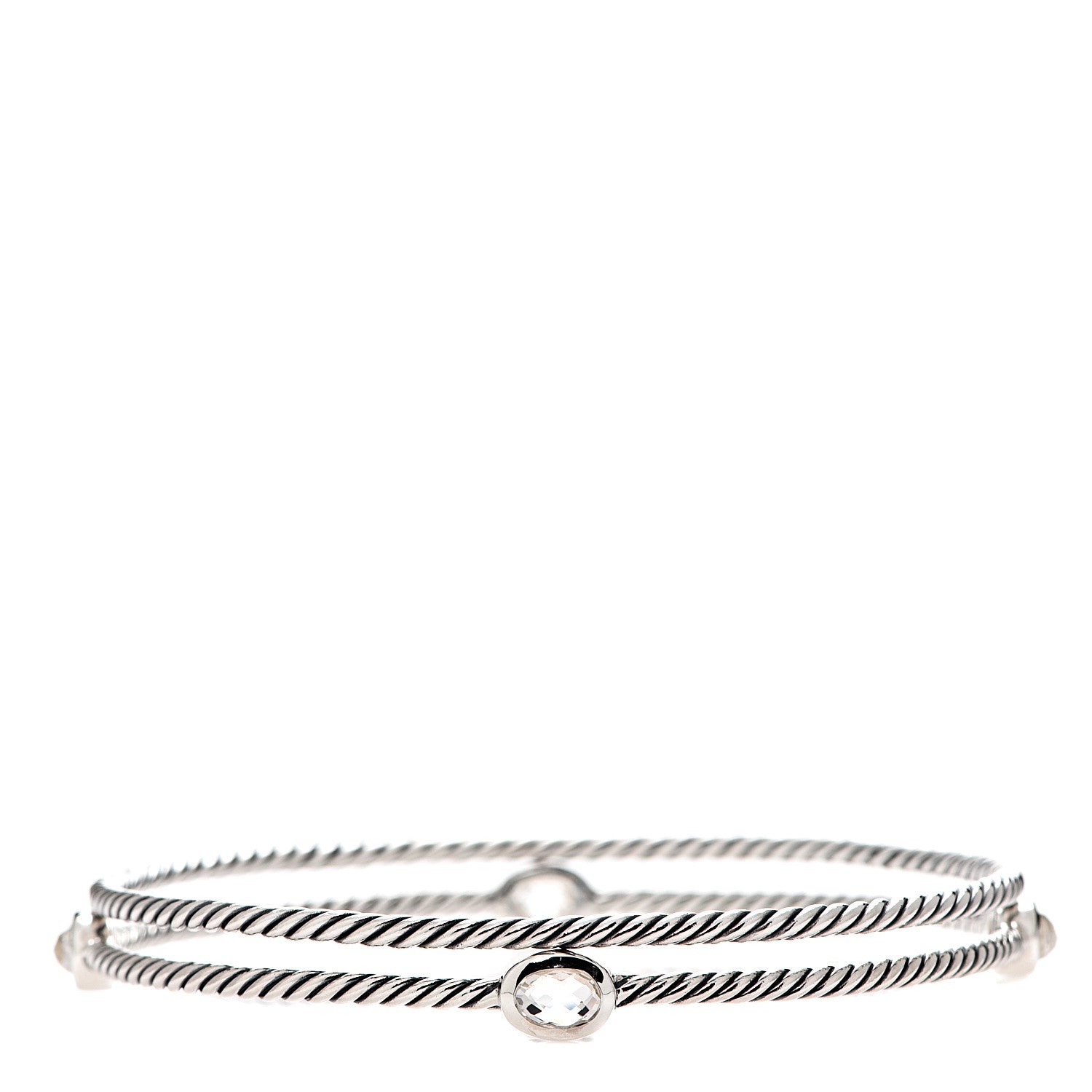 David Yurman Sterling Silver Crystal Color Classics Cable Bangle Bracelets 1 of 5