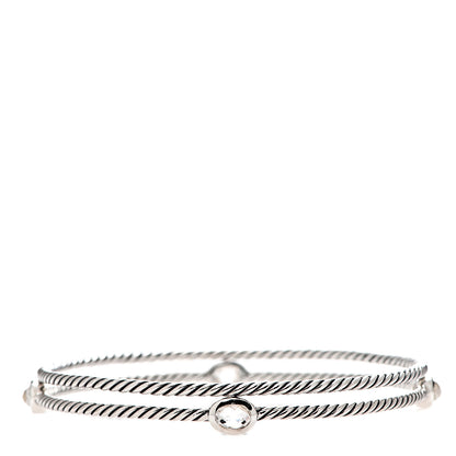 David Yurman Sterling Silver Crystal Color Classics Cable Bangle Bracelets 1 of 5
