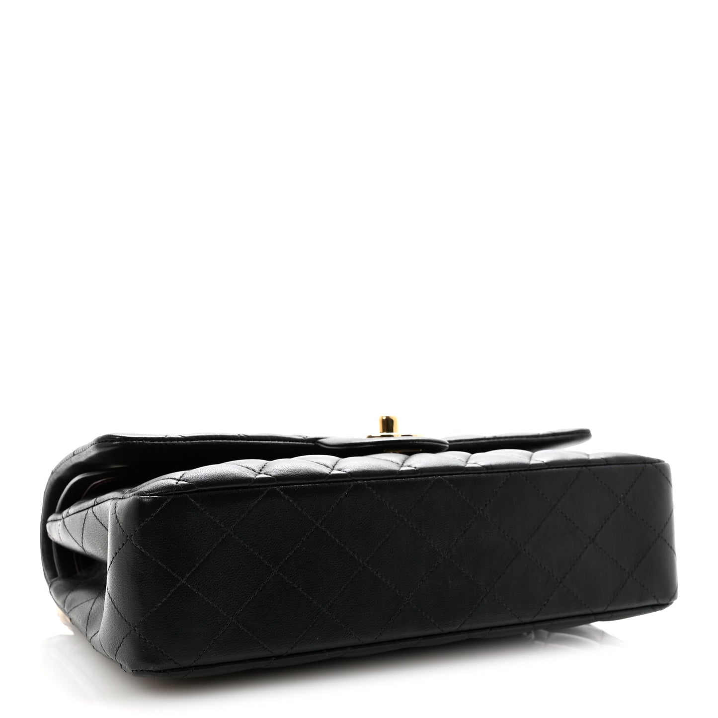Lambskin Quilted Medium Double Flap Black