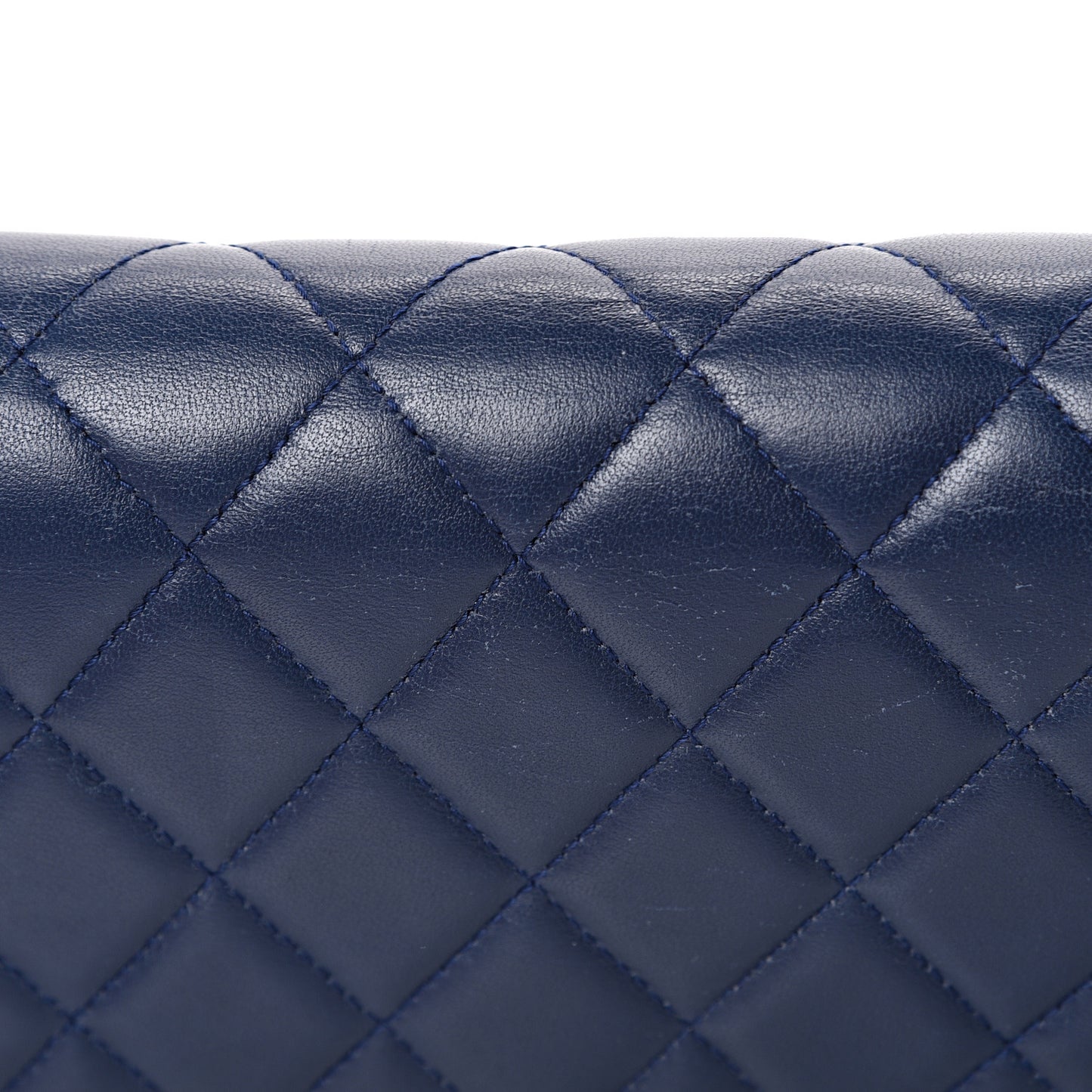 Lambskin Quilted Boy Wallet On Removable Chain WOC Navy Blue