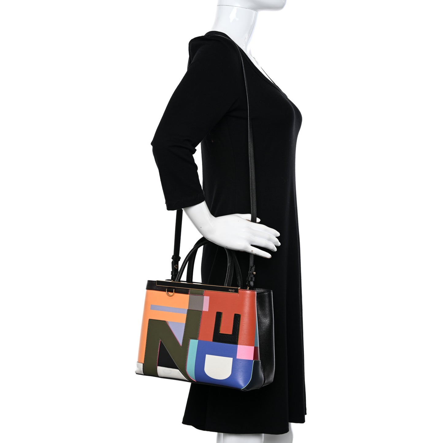Vitello Elite Geometric Logo Petite 2Jours Tote Multicolor