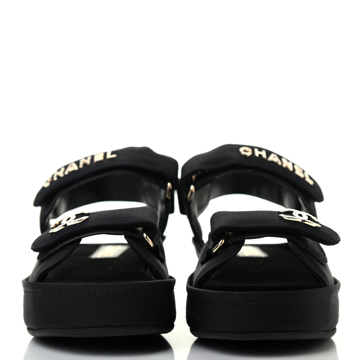 Grosgrain Crystal Logo Platform Sandals 38 Black