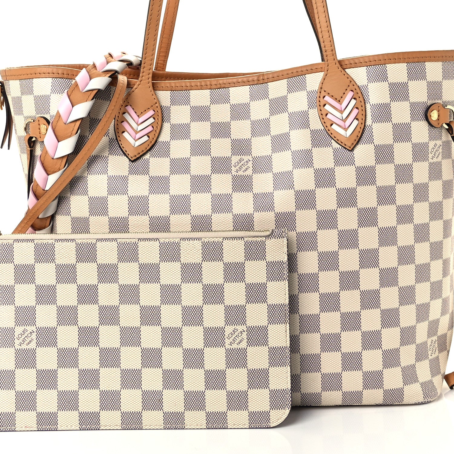 Louis Vuitton Damier Azur Braided Neverfull MM Orange 9 of 14
