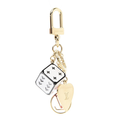 Louis Vuitton Metal Resin Game On Dice and Heart Charm Key Holder Gold 3 of 5