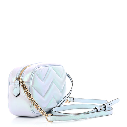 Gucci Iridescent Nappa Chevron Matelasse Small GG Marmont Chain Shoulder Bag Iridescent Snow Light Blue 3 of 10