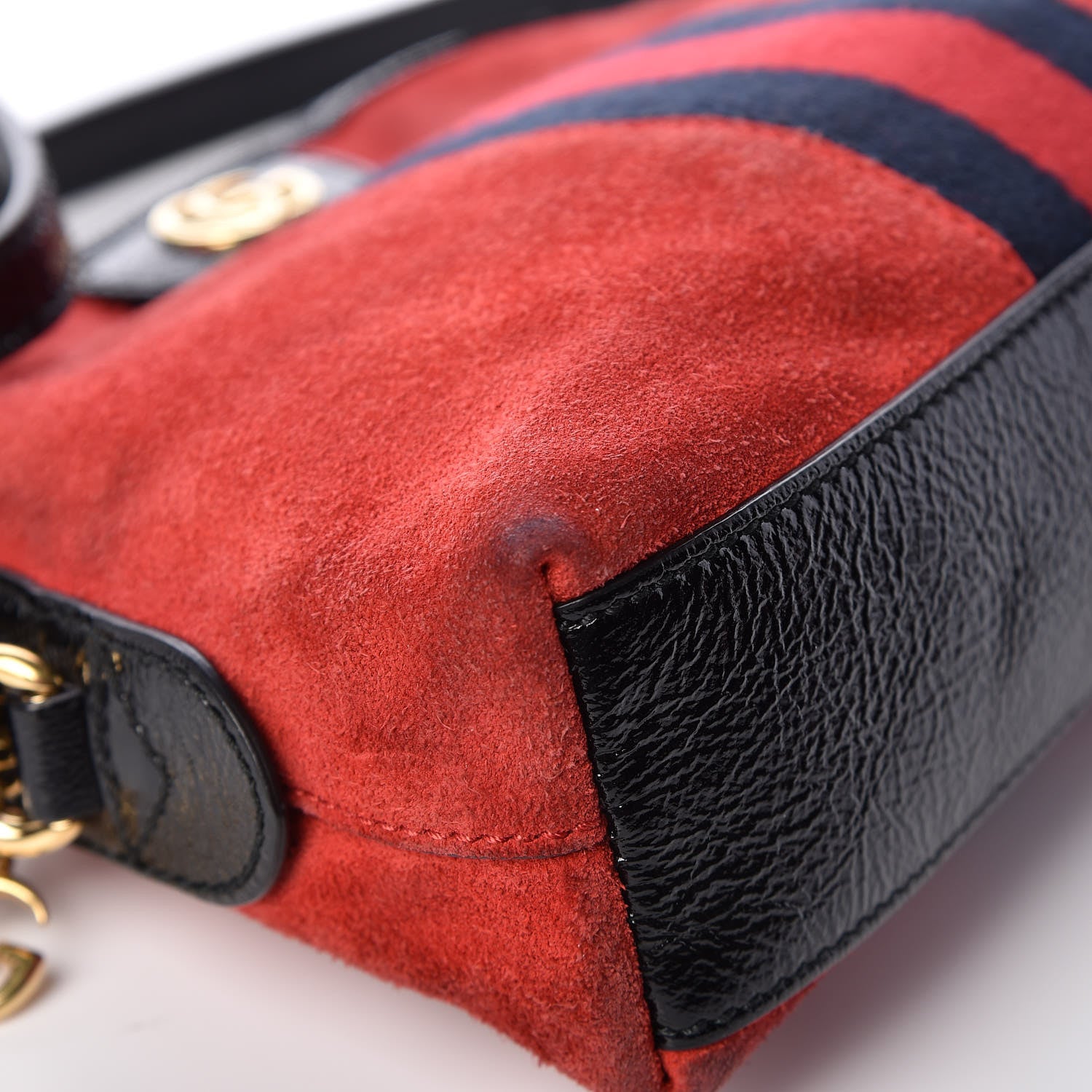 Gucci Suede Patent Web GG Small Ophidia Dome Shoulder Bag Hibiscus Red 8 of 12