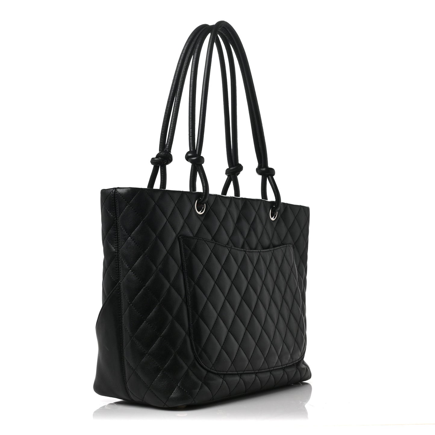 Calfskin Quilted Large Cambon Tote Black White