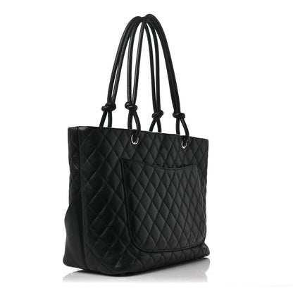Chanel Calfskin Quilted Large Cambon Tote Black White 3 of 12