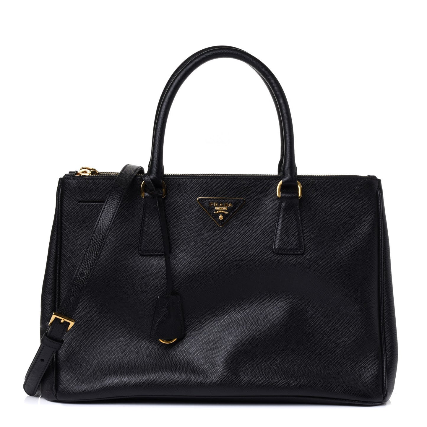 Saffiano Medium Galleria Double Zip Tote Black