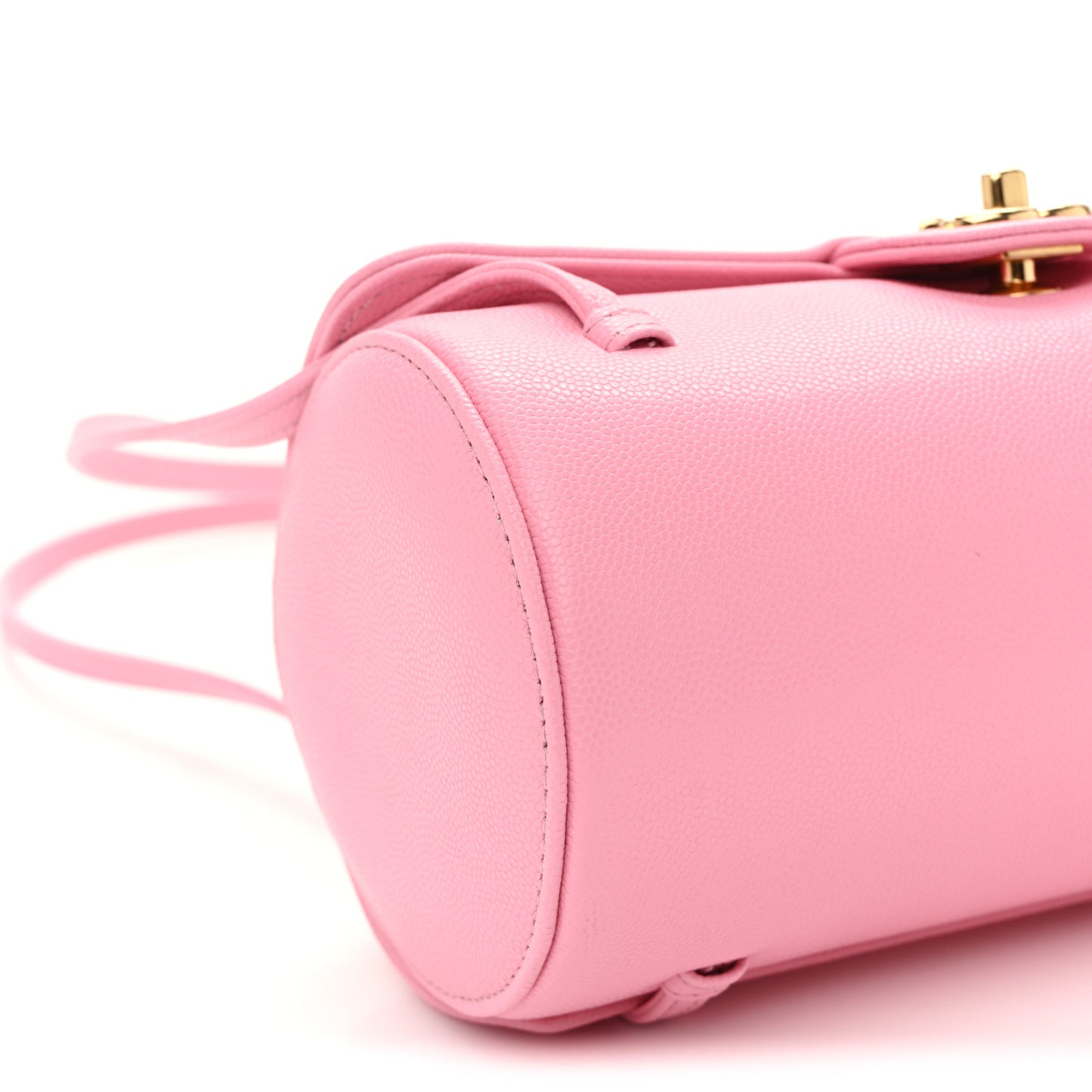 Shiny Caviar Preppy Coco Small Bowling Bag Pink