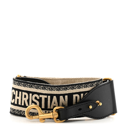 Christian Dior Canvas Embroidered Shoulder Strap Black 1 of 7