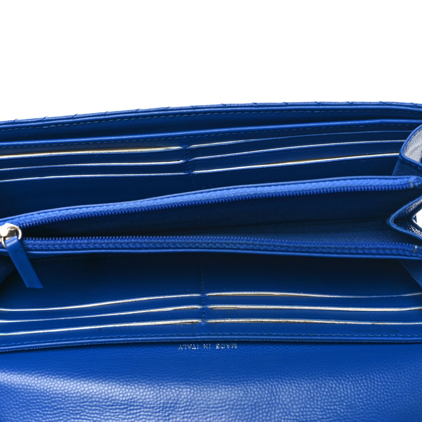 Caviar Chevron Quilted Large Flap Wallet Blue